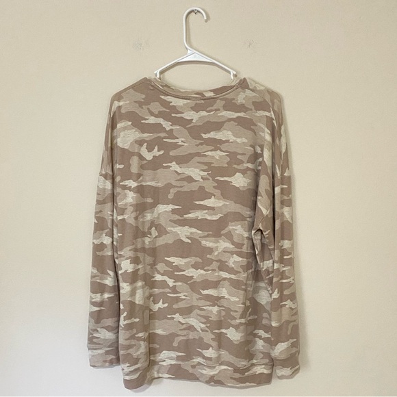 Athleta Balance Pullover Printed Sweatshirt Camo Lux Oatmeal Heather Size Large - Picture 3 of 6